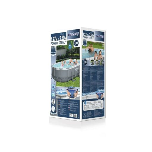Каркасный бассейн Power Steel 427х250х100см овал,7250л, фил.-насос 2006л/ч, лест, попл 56620 Bestway — изображение 10