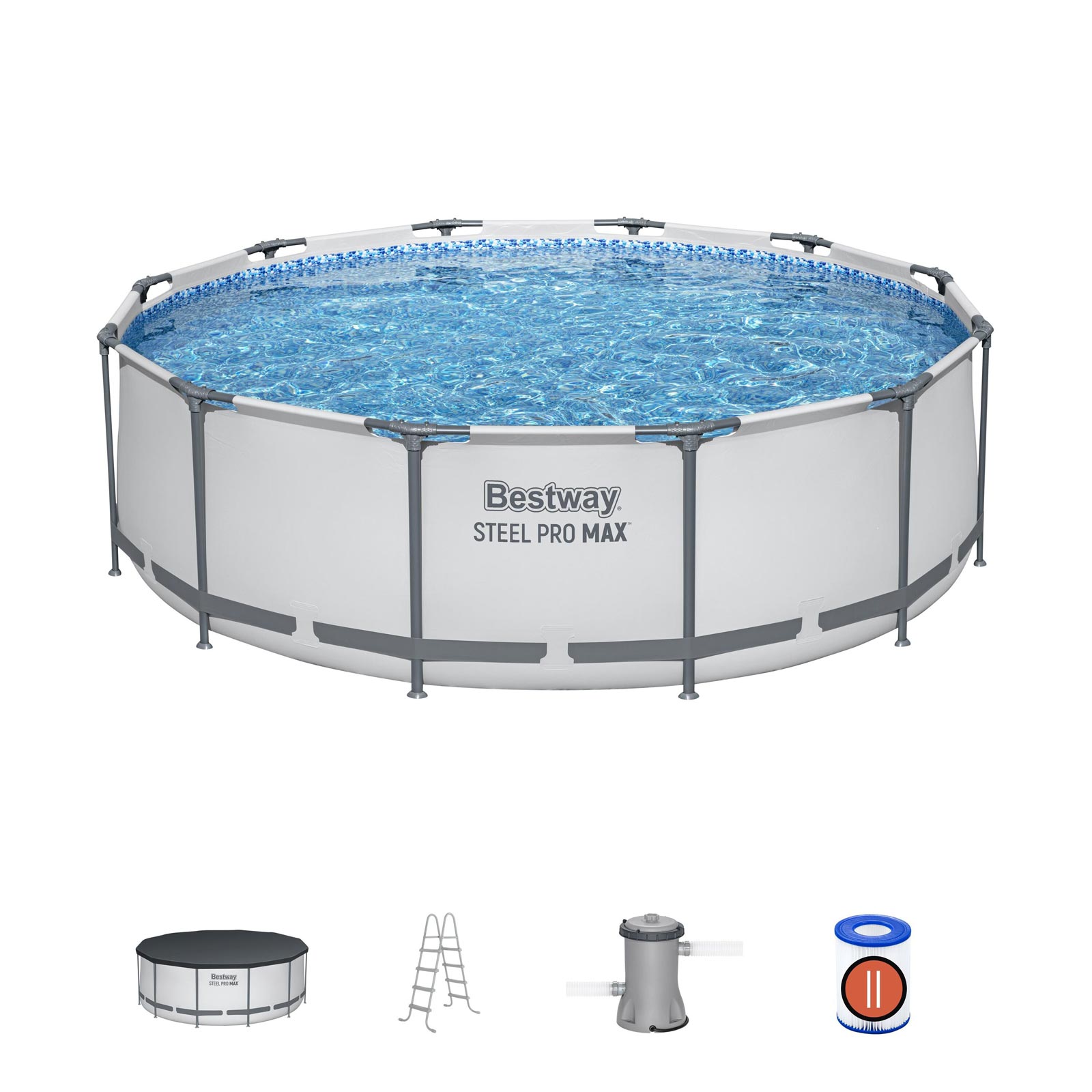 Каркасный бассейн Bestway Steel Pro Max 366х122см, 10250л, фил.-насос 2006л/ч, лестница, 56420